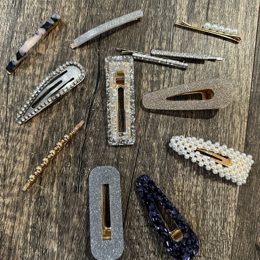 Elegant Hair Clip Set - Silver, Gold, Black, White